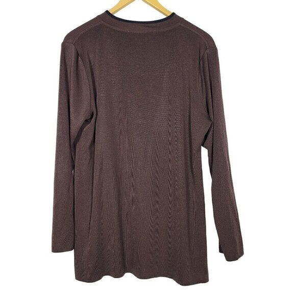 Exclusively Misook Women's Classic Knit Slinky Tunic Top Brown & Black Size XL - Picture 7 of 12